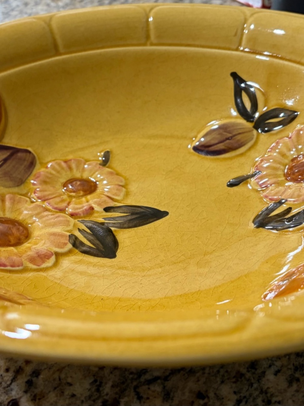 Yellow Floral Ceramic Serving Bowl - Picture 2 of 4